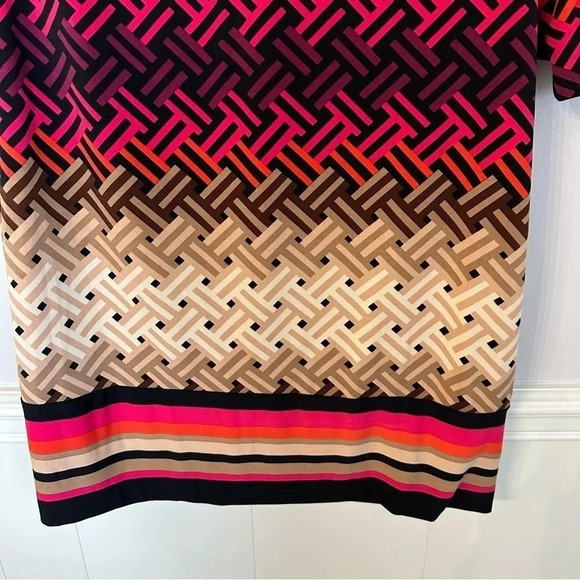 Eliza J Women's 3/4 Sleeve Multicolor Crew Neck Fashion Dress Size 6 GUC - Picture 4 of 11
